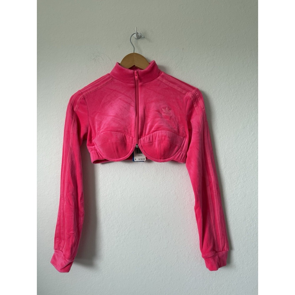 Adidas Originals x Jeremy Scott Women's Small Crop Track Top, Solar Pink H50967
